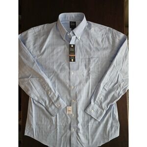 Jos A Bank Traveler Slim Fit Blue Check Dress Shirt Mens Slim 17-35 JJ01330 NWT
